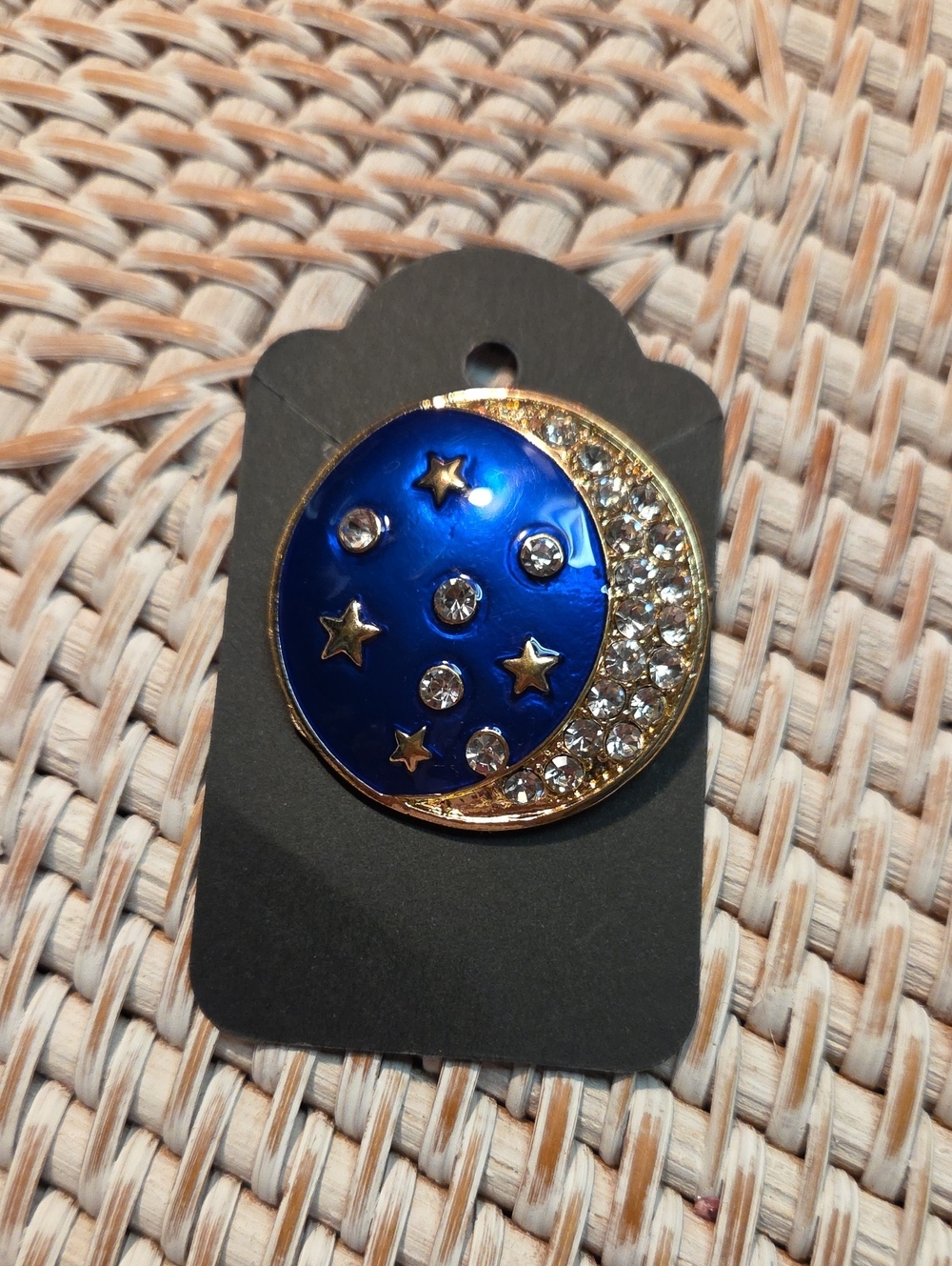 Celestial Moon & Stars Brooch - Blue and Gold